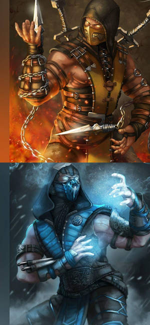 Mortal Kombat Scorpion Vs Sub Zero Telefon — iPhone 16 Pro Max Duvar Kağıdı