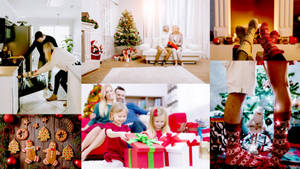 Mutlu Aile Noel Kolajı duvar kağıdı