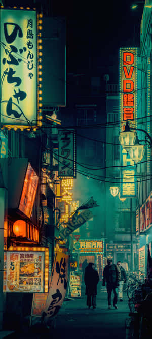 Neon Gece Hayatı Sokağı — Pixel 9 Pro Fold Duvar Kağıdı