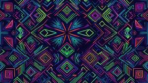 Ultra geniş, modern soyut duvar kağıdında geometrik neon deseni.