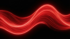 Siyah zemin üzerinde minimalist neon kırmızı soyut dalga, modern ve canlı duvar kağıdı. — OLED Duvar Kağıdı