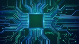 Parlayan neon mavi devre kartı — Neon mavisi estetiği Duvar Kağıdı