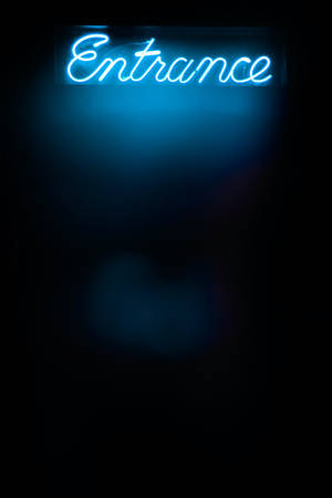 Neon Mavi iPhone'da Giriş Tabelası — Neon iPhone Duvar Kağıdı