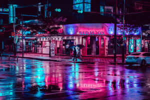 Neon Şehri arka planı — Neon şehir Duvar Kağıdı