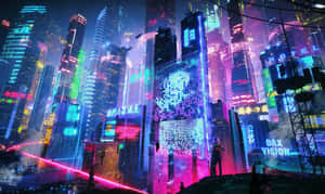 Neon Şehir arka planı — Neon şehir Duvar Kağıdı