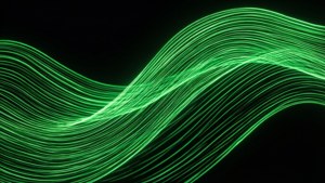 Siyah arka planda pürüzsüz neon yeşil dalga çizgileri. — Neon yeşil Duvar Kağıdı