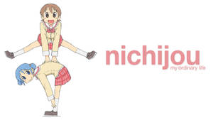 Nichijou Mio ve Yuuko Seksek Oynuyor Beyaz Arka Plan — Anime laptop Duvar Kağıdı