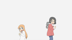 Beyaz Arka Planda Dans Eden Nichijou Nano ve Hakase — Anime dansı Duvar Kağıdı