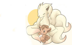 Ninetales ve Vulpix'in Basit Bir Çizimi — Pokemon Telefon Duvar Kağıdı