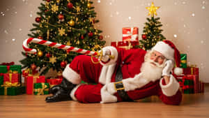 Noel Baba,dinleniyor,şeker kamışı,Noel,hediyeler,ağaç,tatil,kış,şenlikli,neşe,boş zaman,süsleme — Kış Duvar Kağıdı
