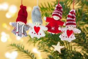 Şapkalı Noel oyuncakları duvar kağıdı.