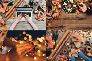 Noel Kolajı Dizüstü Bilgisayar — Noel estetiği Duvar Kağıdı