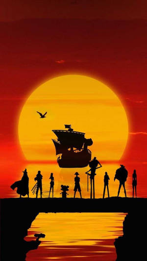One Piece silüeti gün batımı iPhone duvar kağıdı — One Piece iPhone duvar kağıdı