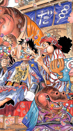 One Piece Telefon Luffy ve Usopp Dango Yiyor