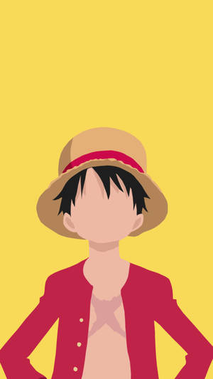 One Piece Telefon Minimalist Sarı Zemin Üzerinde Luffy