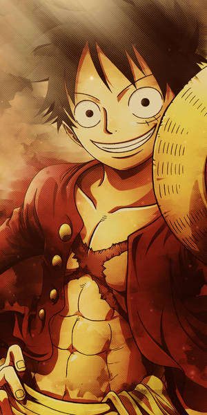 One Piece Telefon Duvar Kağıdı Luffy Şapkasıyla Gülümsüyor