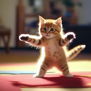Oynak Kedi Güneşli Odada Dans Ediyor.jpg — Dans eden kedi Duvar Kağıdı