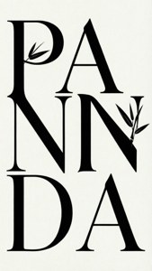 Minimalist tipografik duvar kağıdı, 'PANDA' yazısı ve bambu yaprağı ile. — iPhone Se Duvar Kağıdı