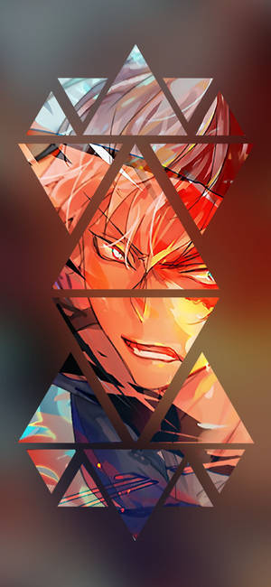 Boku No Hero Academia'dan Todoroki'nin çokgen sanat eseri duvar kağıdı.