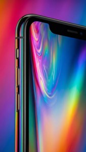iPhone XR için parlak yansımalara sahip canlı bir gökkuşağı gradyan duvar kağıdı. — iPhone XR Duvar Kağıdı