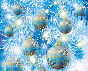 Parlak mavi ayna Noel topları duvar kağıdı — 5:4 Duvar Kağıdı