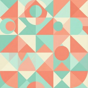 Üçgenler ve dairelerle modern pastel geometrik desen.