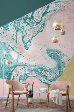 Pastel Yeşil ve Pembe Mermer Duvar
