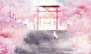 Pembe Anime Estetiği Noragami Tapınağı — Estetik pembe Duvar Kağıdı