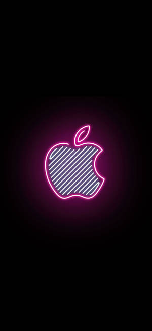 Pembe Neon Estetik iPhone Logosu — iPhone 14 Duvar Kağıdı