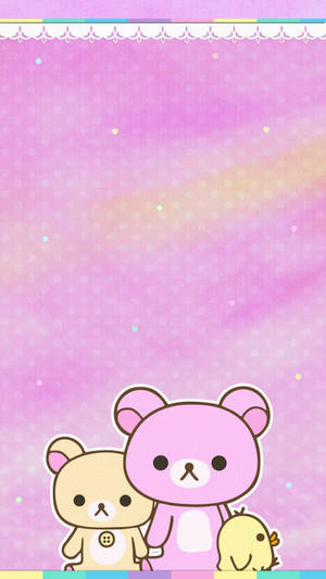 Pembe Rilakkuma Karakterleri Renkli Pembe Arka Planda — Pembe anime estetiği Duvar Kağıdı