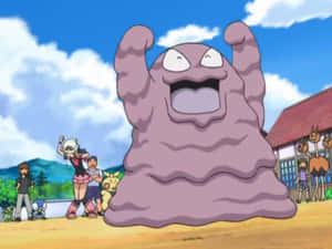 Pokemon Anime'sinde Neşelenen Grimer — Animasyon manzara Duvar Kağıdı
