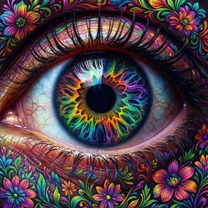 Canlı girdaplar ve çiçeklerle trippy göz illüzyonu. — Galaxy Watch Duvar Kağıdı