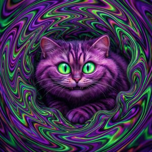 Cheshire Kedisi psikedelik renklerin girdabında. — Cheshire Kedisi Duvar Kağıdı