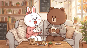 tavşan,ayı,rabbit,kafe,kahve,dostluk,sevimli,kawaii,illüstrasyon,karikatür,rahat,hygge,kazaklar,sonbahar,kış,iç mekan,yaşam tarzı,arkadaşlar,aşk,çift — Aşk Kalp Duvar Kağıdı