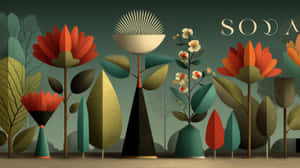 retro, vintage, illüstrasyon, orta yüzyıl, modern, çiçekli, bitki, soyut, tasarım, sanat, grafik, stilize, poster, botanik, dekoratif — 2560x1440 Duvar Kağıdı