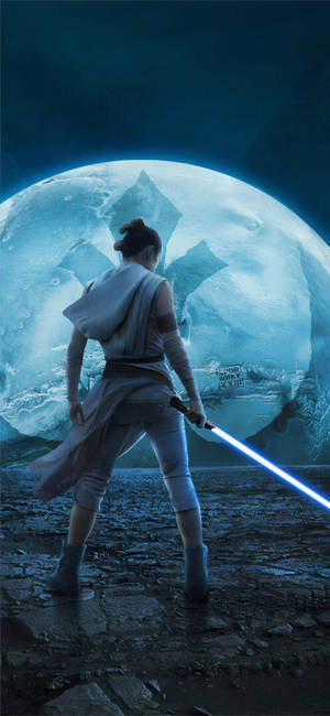 Star Wars Rise of the Skywalker'da Direniş'in gölgesiyle Rey'in arkadan çekilmiş açılı duvar kağıdı. — iPhone 13 Pro Duvar Kağıdı