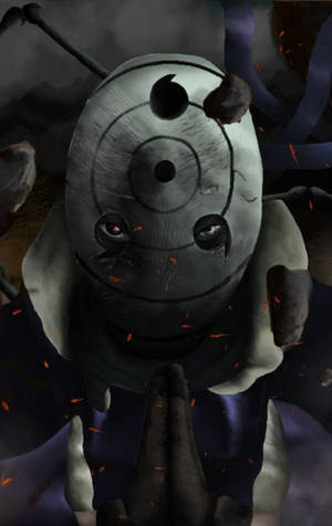 Rinne Sharingan Maskeli Uchiha Obito'nun karanlık sanat eseri duvar kağıdı. — Galaxy Tab S10+ Duvar Kağıdı