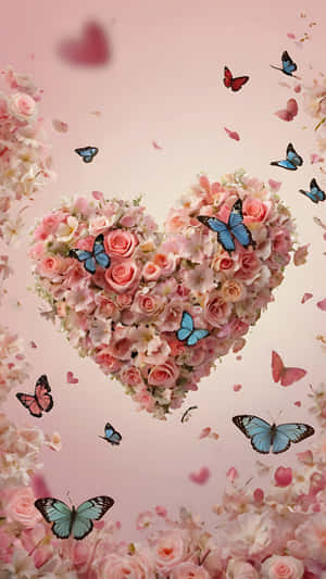 aşk,kelebekler,kalp,pastel,Sevgililer Günü,romantizm,pembe,sanat — Pastel Duvar Kağıdı
