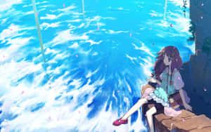 Sakin anime manzarasında büyüleyici gün batımı
