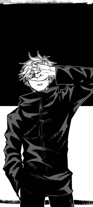 Satoru Gojo Monokrom Sanat Jujutsu Kaisen Telefon — iPhone 14 Pro Max Duvar Kağıdı