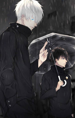 Satoru ve Megumi Jujutsu Kaisen Telefon Karanlık Yağmurlu — Moto Pad 70 Duvar Kağıdı