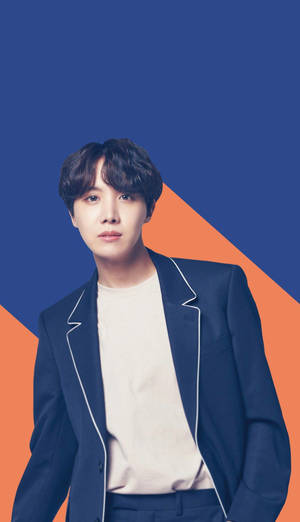 Sevimli BTS J-Hope Mavi ve Turuncu Arkaplan — Sevimli bts Duvar Kağıdı