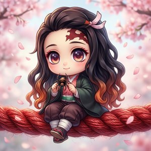Rui'nin bir örümcekle oynadığı sevimli chibi versiyonu