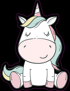 Sevimli Çizgi Film Unicorn Çıkartması