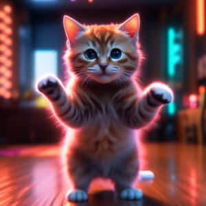 Sevimli Dans Eden Kedi Çizimi — Dans eden kedi Duvar Kağıdı