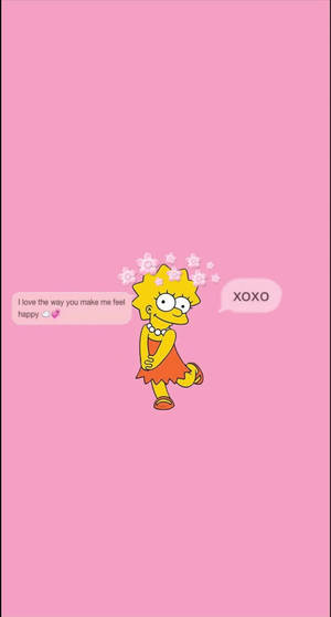 Çiçek Taçlı Sevimli Estetik Çizgi Film Lisa Simpson — Estetik çizgi film Duvar Kağıdı