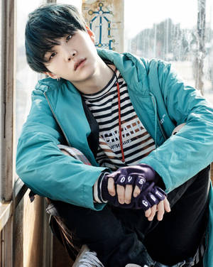 Sevimli Mavi Tonlarında BTS Suga — Sevimli bts Duvar Kağıdı