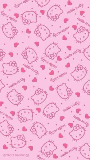 Sevimli Pembe Hello Kitty Kalpler Duvar Kağıdı Sanatı