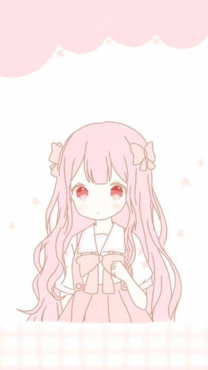 Sevimli Pembe Kurdeleli Anime Kızı