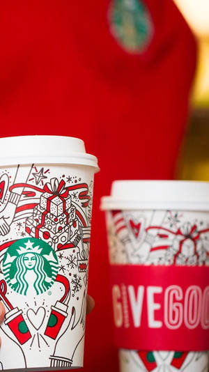 Sevimli Noel Starbucks Bardakları — Noel estetiği Duvar Kağıdı